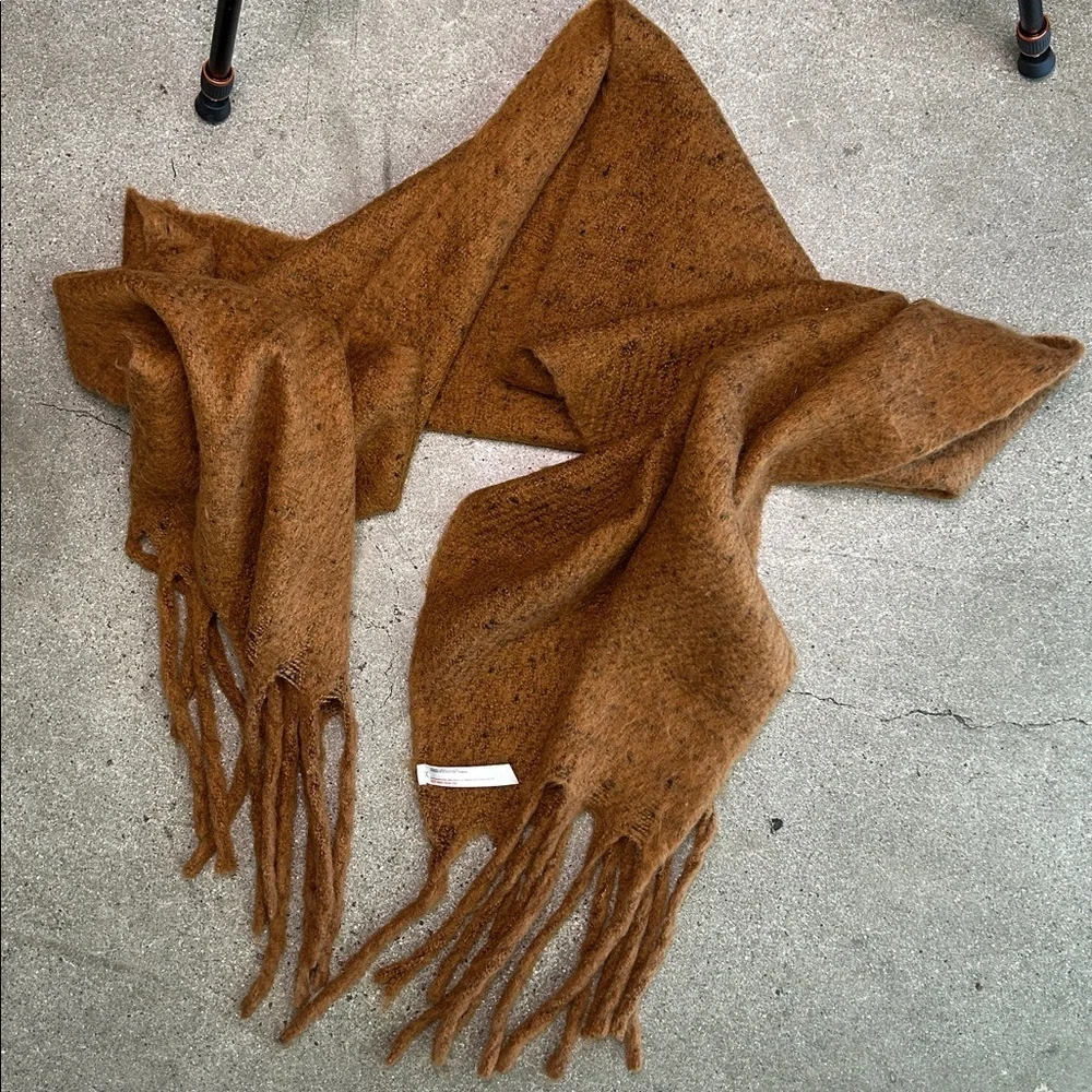 Urban Outfitters Brown Fringe Knit Scarf